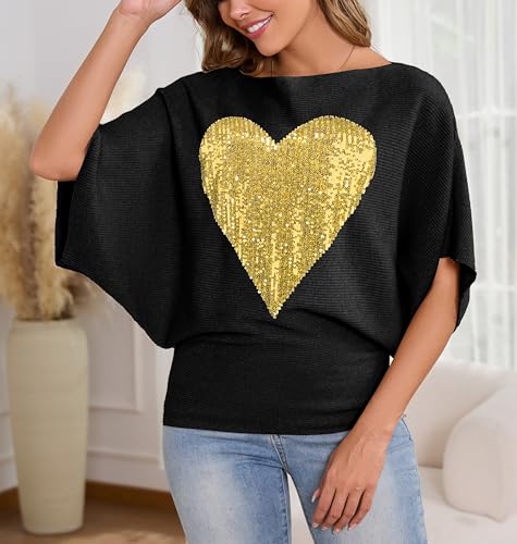 Image of MAKARTHY Womens Batwing Sleeves Knitted Dolman Pullovers Boat Neck Tops Sweatershirts