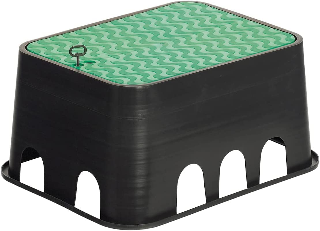 Pozzetto Irrigazione Giardino 640x530x300 mm | Pozzetto rettangolare per 4-7 elettrovalvole o irrigazione interrata | Pozzetto con coperchio per giardino | Cassetta per elettrovalvole e irrigazione