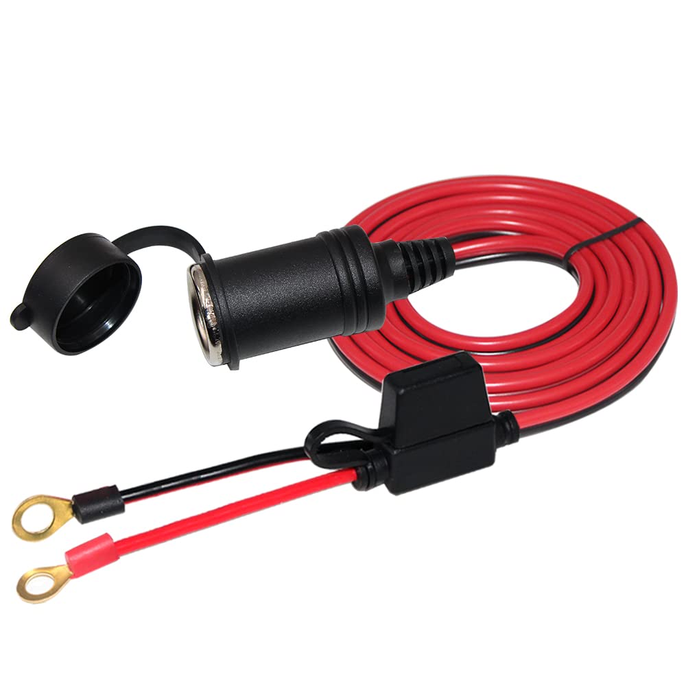 13FT 12V Female Cigarette Lighter Socket Battery Eyelet Ring Terminal