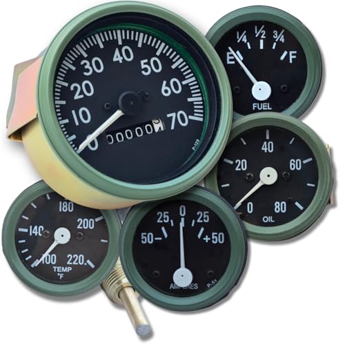 Willys Jeeps Speedometer Assembly 0-60 MPH Fits- 1946-1966 CJ-2A, 3A, 3B, M38, M38A1, MB, Ford GPW CJ2A CJ3A, CJ3B Millitary Trucks & Jeeps | GPW White Dial Chrome Bezels (Olive Green 0-70)