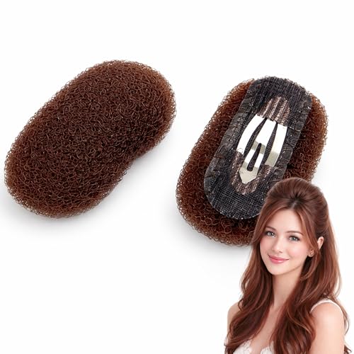 Xicer Hair Bump Clips for Volume 2 Pack Black Brown Beige Hair Bumps for Volume Insert Bump It Hair Accessory for Natural Lift Plastic Bumpits (Brown)