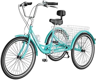 Slsy Adult Tricycles 7 Speed, Adult Trikes 20/24 / 26 inch 3 Wheel Bikes, Three-Wheeled Bicycles Cruise Trike with Shopping Basket for Seniors, Women, Men.