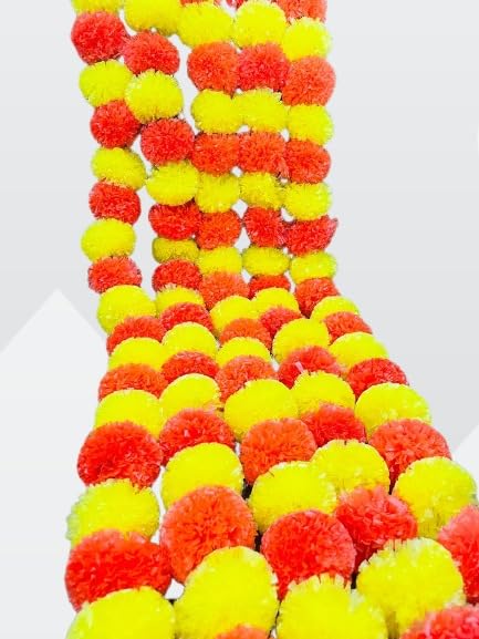 Ganapati Navaratry Decoration | Indian Handmade Artificial Marigold Garland Flowers | Door Decoration Genda Phool for Wedding Festivals | 5 Feet | Orange, Yellow, Mixed (5, Yellow Orange Alternate) (B0DCNWQWPJ) Amazon Price History, Amazon Price Tracker