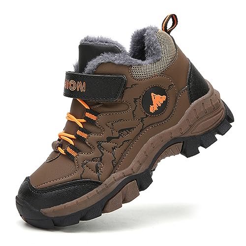 DUORO Kinder Winterschuhe Jungen rutschfest Trekking Wanderschuhe Warm Gefüttert Sneaker Bequem Baumwollschuhe (Braun-3, 34) DUORO Kinder Winterschuhe Jungen rutschfest Trekking Wanderschuhe Warm Gefüttert Sneaker Bequem Baumwollschuhe (Braun-3, 34)