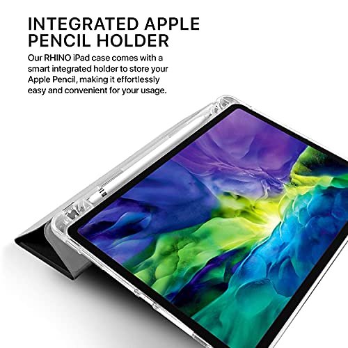 Image of GRIPP Rhino Transparent PC Back Case for iPad Pro 11 inch (2nd Generation, 2020), Pencil Holder, Trifold Stand, Auto Sleep /Wake - Black