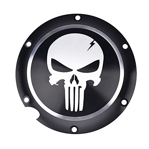 Frenshion Compatible for Motorcycle Black Chrome Skull Timing Accessories Engine Derby Timer Cover For Harley Sportster Iron XL 883 1200 04-14 (Pack of 2pcs)