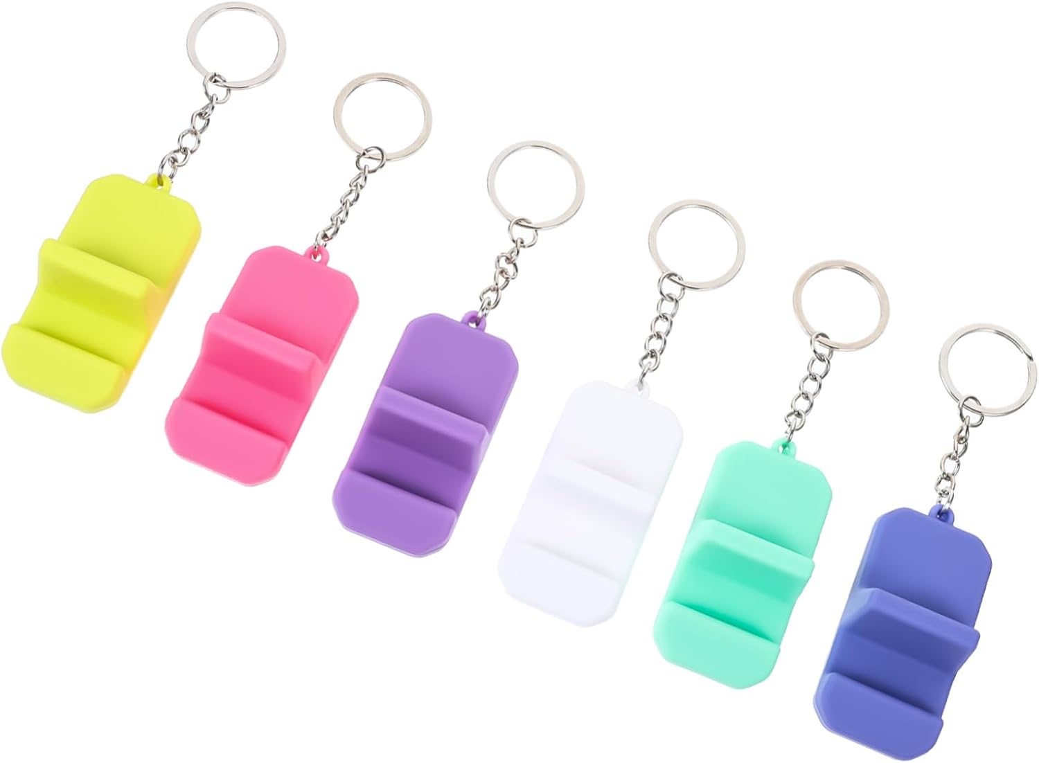 Happyyami 6pcs Mini Phone Holder Cellphone Stand Silicone Keyring for Cell Phone and Key Holder
