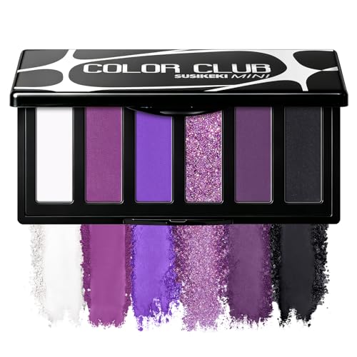 SUSIKEKI Purple Eyeshadow Palette with Mirror Lilac Violet Plum Tones Matte Shimmer Glitter 6 Colors Mini Eye Shadow Pallet Travel Size Highly Pigmented for Fairy Witch Goth Halloween Costume Makeup