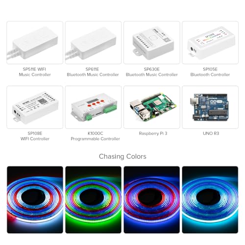Tira LED RGB WS2811 de 16.4 pies 12V 100 IC COB miniatura 3