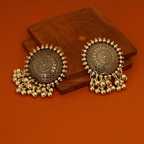 Jwellmart Indian Lightweight Oxidized Finish Stylish Statement Ghungroo Studs Fashion Earrings Jewellery4