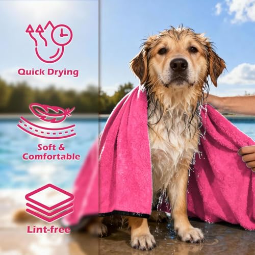 Image of D&C PAWS Ultra Absorbent Microfiber Dog Towels for Drying Dogs & Cats | Quick Dry Pet Bath Blanket, Soft & Fast Drying Grooming Towels for All Breeds (40x60cm -Multicolor B,M-Pack of 1 Pc)
