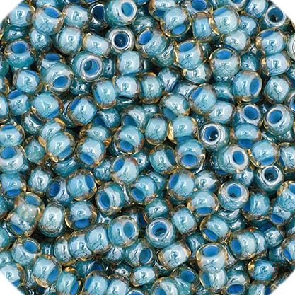 John Bead Czech Glass Seed Beads 11/0, Crystal Color Lined Light Blue 23g Vial, of DIY Jewelry Making Beads Preciosa (Jablonex)