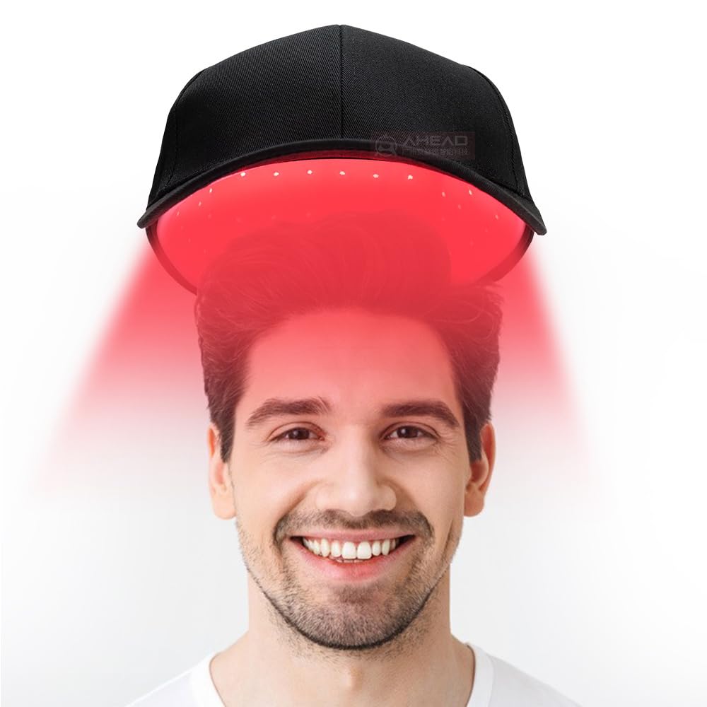 108LEDs Red Light Cap z 650nm Red Light Wavelength Infrared Light, LED Cap, Scalp Care,Black,One Size