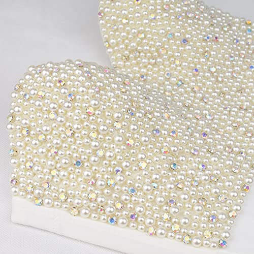 ELLACCI Sexy Pearls Beaded Rhinestone Bustier Crop Top Push up Corset Top with Detachable Straps4