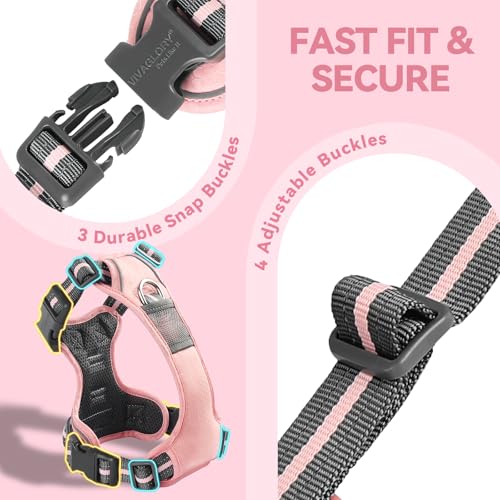 VIVAGLORY Easewalk Hundegeschirr, Anti Zug Hundegeschirr für Training & Spazieren, Anti Zieh Geschirr Welpengeschirr Mit Griff, Ausbruchsicher & Non-Stop für Welpe Hunde, XS, Sakura Rosa - Patterned