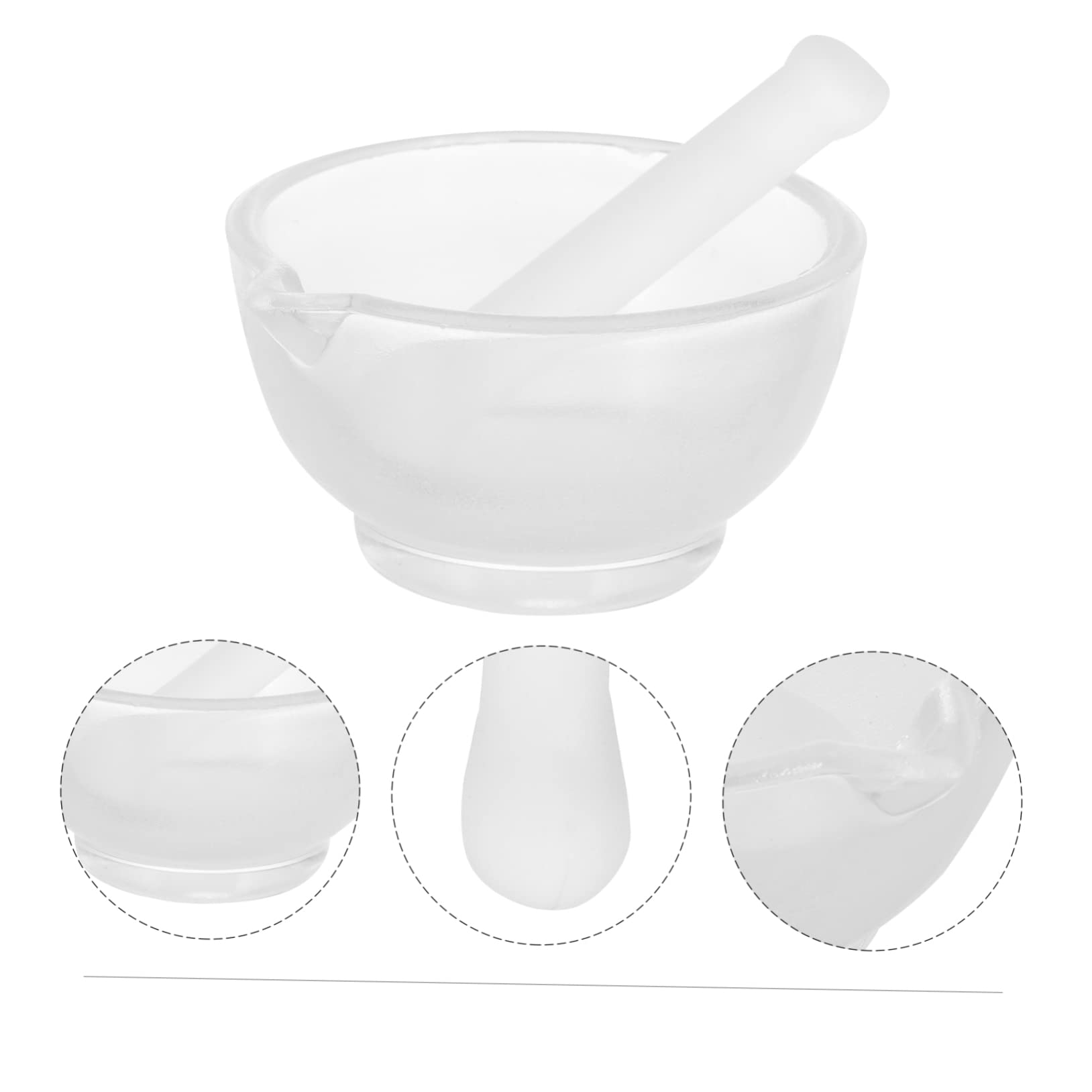 NAMOARLY 1 Set Glass Clear Pestal Bowl Soy Peppermills Pepper Grinder Laboratory Laboratory Supplies with Pestle Kit Round Small Blender with Grinding Rod