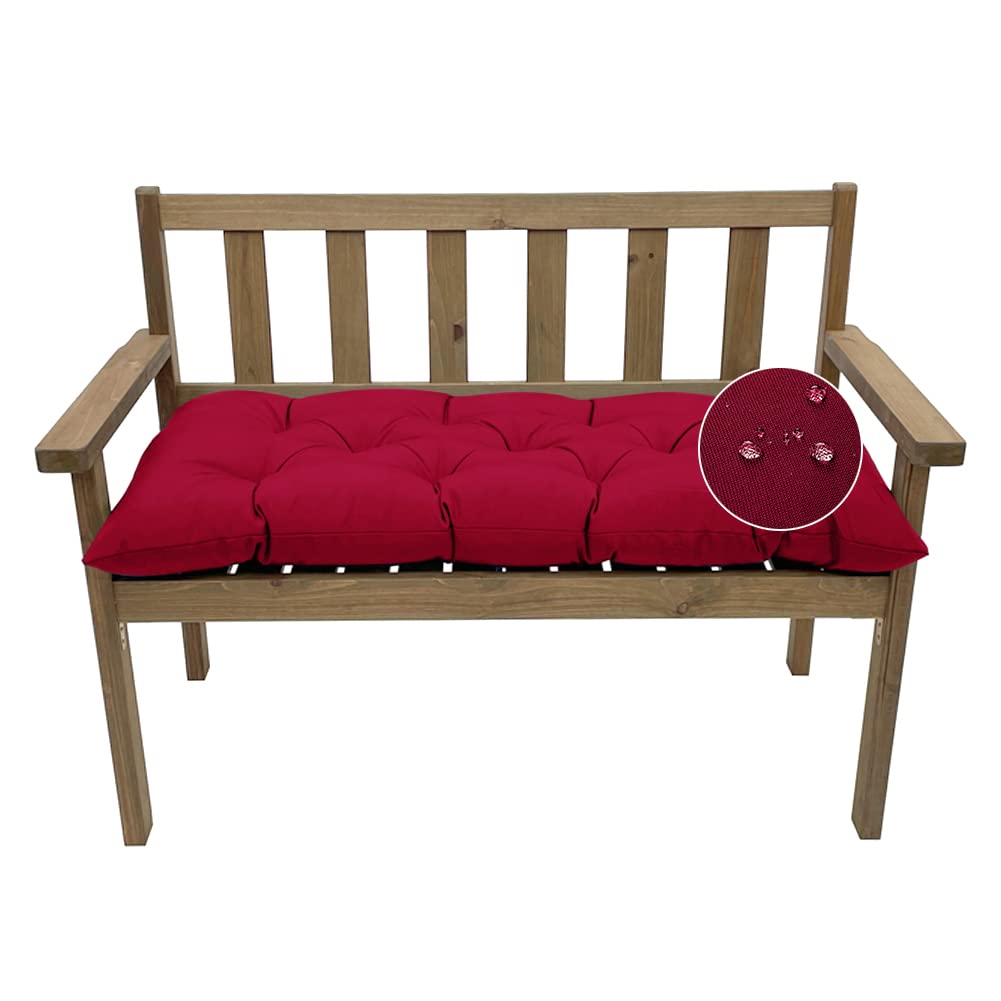 Outdoor Bench Cushion, Waterproof Swing Cushion Bench Seat Cushion, Swing Chair Replacement Seat Pads Cushion Pillow for Lounger Garden Furniture Patio Metal Wooden Bench (39 * 20in, Wine Red)
