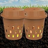 HCGADON 2-Pack InGround Compost Bin for Garden Beds, 8L Worm Composter Farm for Faster Composting, Worm Composter Kit with Aeration, Animal-Proof Lid for Beginners (9.5x9.5x10.8Inch) (2, Gold)