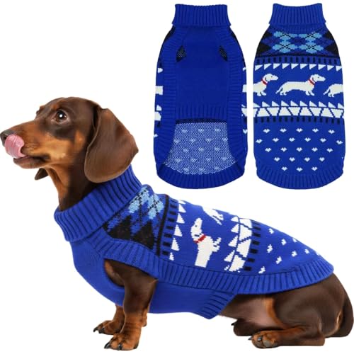 T'CHAQUE Dachshund Sweater Blue
