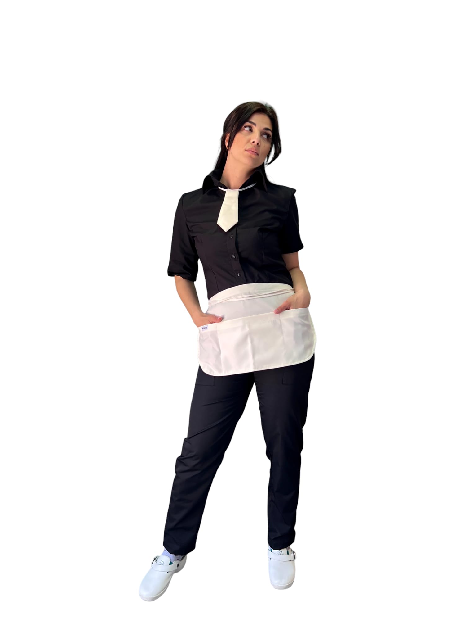 Tablier court de cuisine, 100 pièces, broderie gratuite, différentes couleurs, pour bar, restaurant, hôtel, uniforme de travail, homme, femme, fabriqué en Italie
