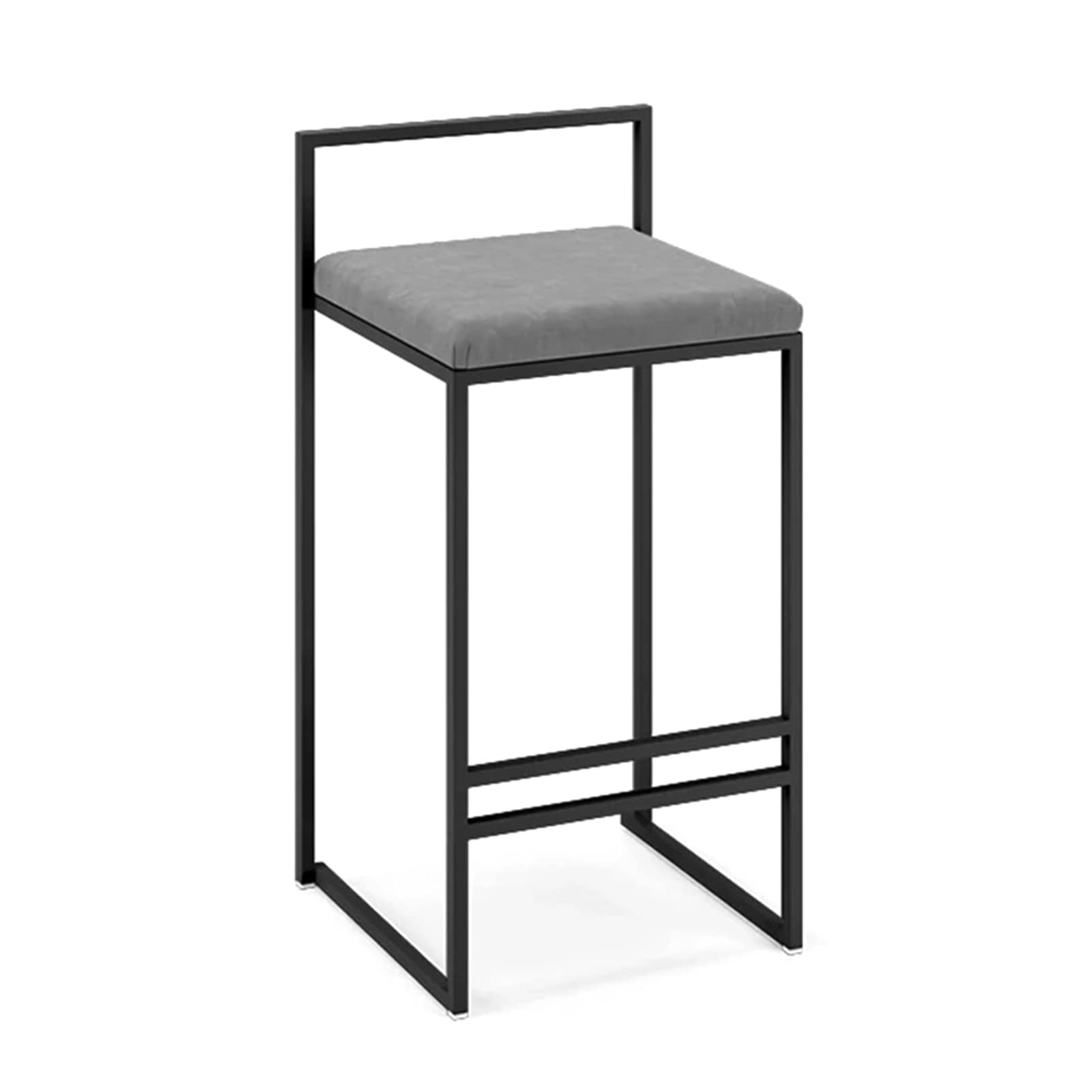 HYEBOX  Bar Stool 75cm High Stool Wrought Iron Bar Stool, with Backrest and Cushion Kitchen Breakfast Chair Footrest Dining Room Iron Art Furniture (Grey)