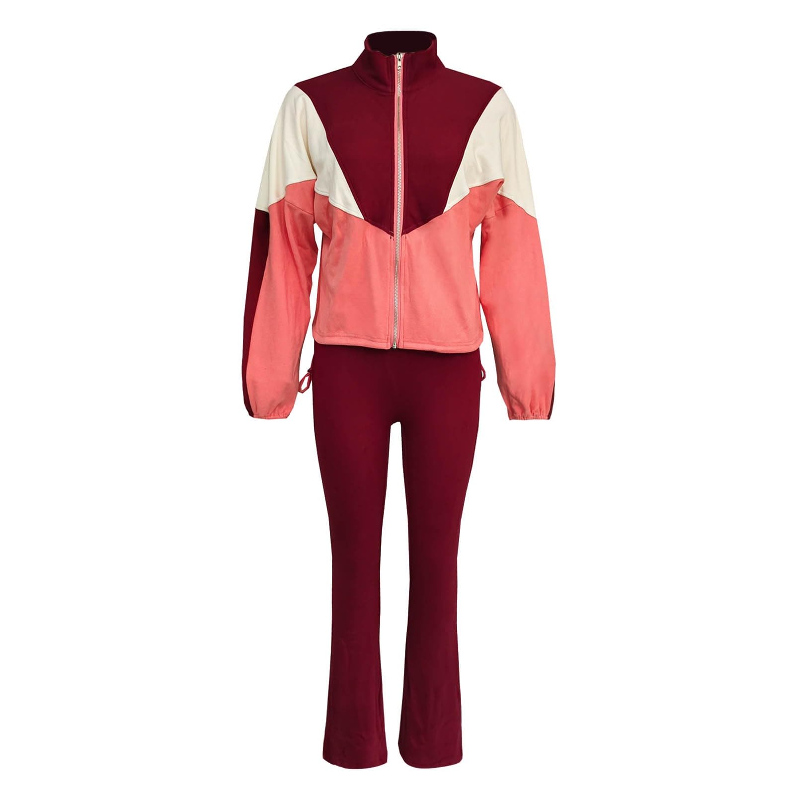 Conjunto Deportivo Femenino de Dos Piezas con Chaqueta Cremallera y Pantalones Ajustados para Yoga Gimnasio y Uso Diario