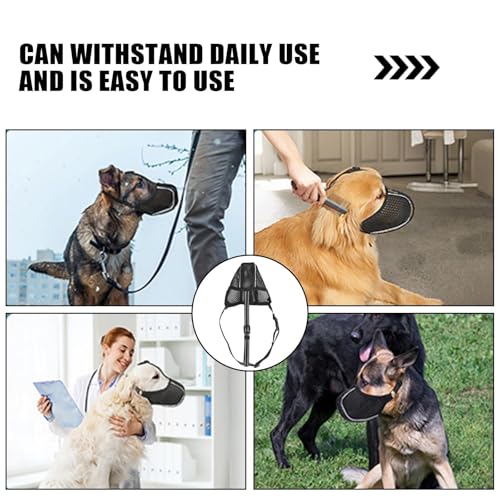 Maulkorb Große Hunde, Prevent Fressen/Kauen/Beißen Hunde Maulkorb, Weicher Netz Maulkorb Einstellbare Passform, Atmungsaktiv Reflektierende Maulkorb, Ermöglicht Hecheln und Trinken (Schwarz, L)