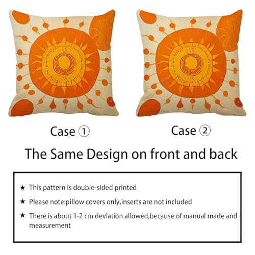 Housse coussin canape impermeable orange 45x45 lot de 4 en lin - 5
