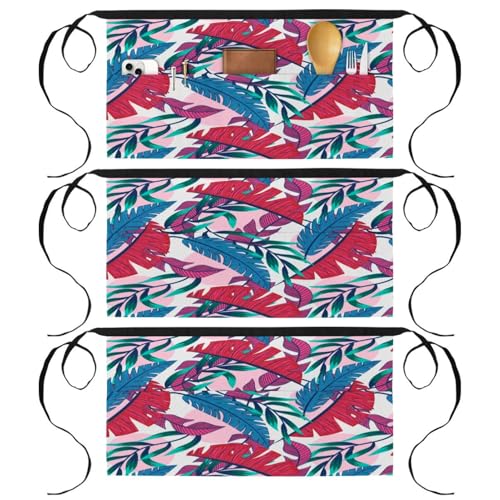 Demi-tablier multicolore à motif de feuilles tropicales sans couture