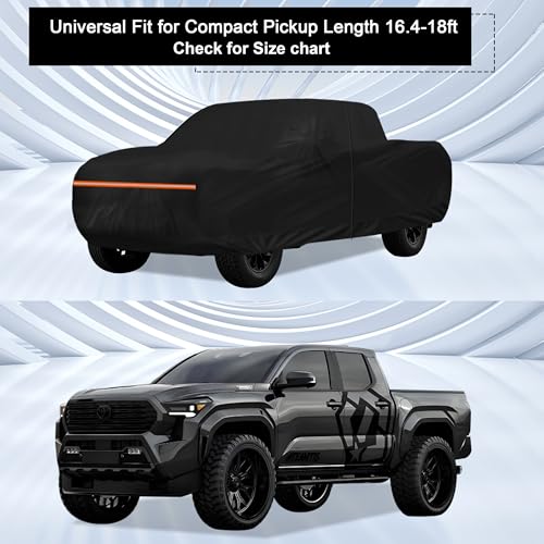 Image of Amooca Heavy-Duty Car Covers Waterproof Sun-Proof All Weather for Automobiles Snow Cover 420D with Door Zipper Cotton Lining Universal Fit for Compact Pickup Truck Length 16.4-18ft