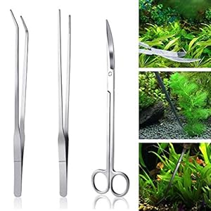 MIFASA Aquarium Pincet Set,Aquarium Pincet Set Lange RVS Gebogen en Rechte Aquarium Feeding Pincet Schaar Onderhoud…