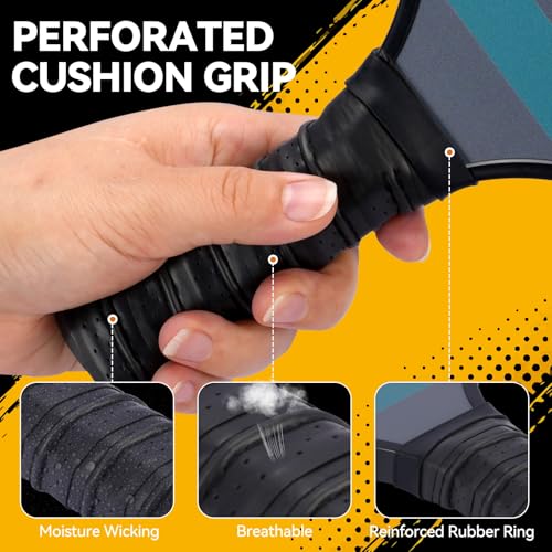 Image of AOBORTY Pickleball Paddles 4 Pack - USAPA Light Graphite Premium Rackets Fiber Face & Polymer Honeycomb Core Pickleball Set with 4 Outdoor Indoor Balls Including Portable Carry Bag