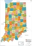 Indiana Counties Map - Extra Large - 60' x 87.25' Laminated