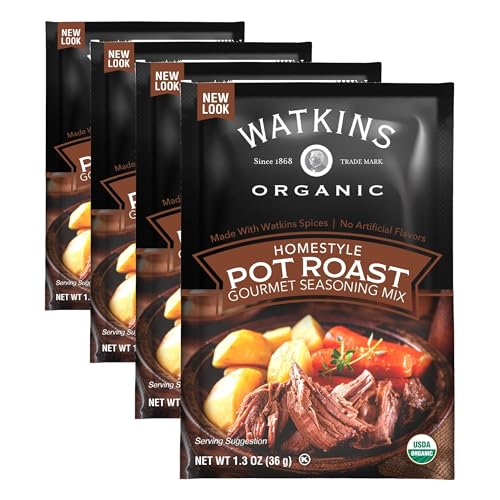 Image of Watkins Organic Gourmet Seasoning Mix, Pot Roast, 1.3 Oz. Pouch, 1 Count (Pack of 4)