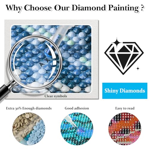 Image of HEIBAGO Leopard Diamond Art Kits for Adults, Animal Diamond Painting Kits for Adults Beginners, 5D Full Drill Round Diamond Art Painting, DIY Diamond Dots for Adult for Home Wall Decor 12 x 16 Inch