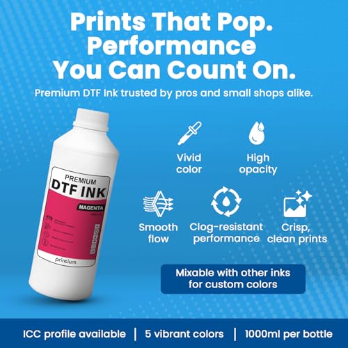 Image of DTF Ink Magenta 33.8 fl oz (1000ml) | High Opacity Clog-Free Formula | Compatible with ET8550 L1800 XP600 I3200 4720 XP15000 & All Printheads | Reliable Color Accuracy & Smooth Flow