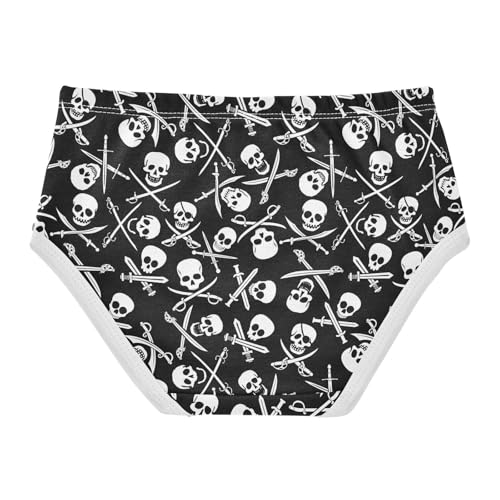 Little Girls' Soft Cotton Underwear Kids Breathable Comfort Pirate Skull Panties Briefs Toddler2