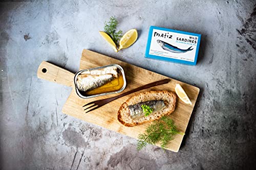 Matiz Sardines In Olive Oil, 4.2 Ounce Can, Spanish Gourmet Wild Caught Natural Fish For Tapas, Snacks, Or Meals, Protein Rich, Sealed Freshness #TOP6