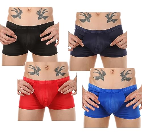 Banana Bucket 4Pack Mens Stretchy Underwear Boxer Briefs Breathable Elastic Waist Pull on Undies Trunks Underpants Shorts