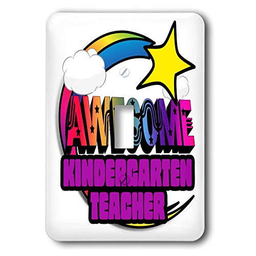 3dRose lsp_201345_1 Shooting Star Rainbow Awesome Kindergarten Teacher cubierta para interruptor de luz