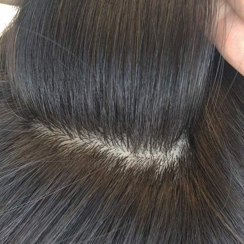 Image of Ultra Thin Q6 Undetectable Front Hairline Patch for Men 100% Natural Silky and Soft Human Hair Proper Ventilation Hair Toupee Swiss Lace System (Natural Black, 7x5)