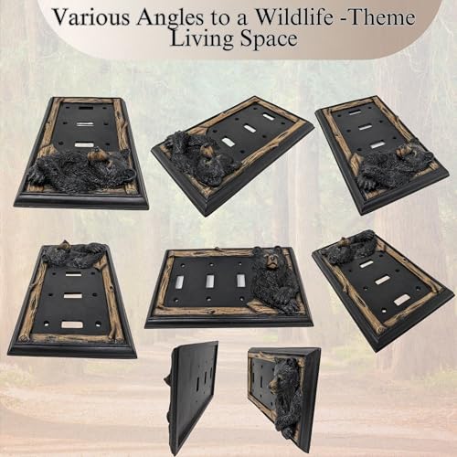 Plaque interrupteur triple ours noir cadeau idéal pour passionné