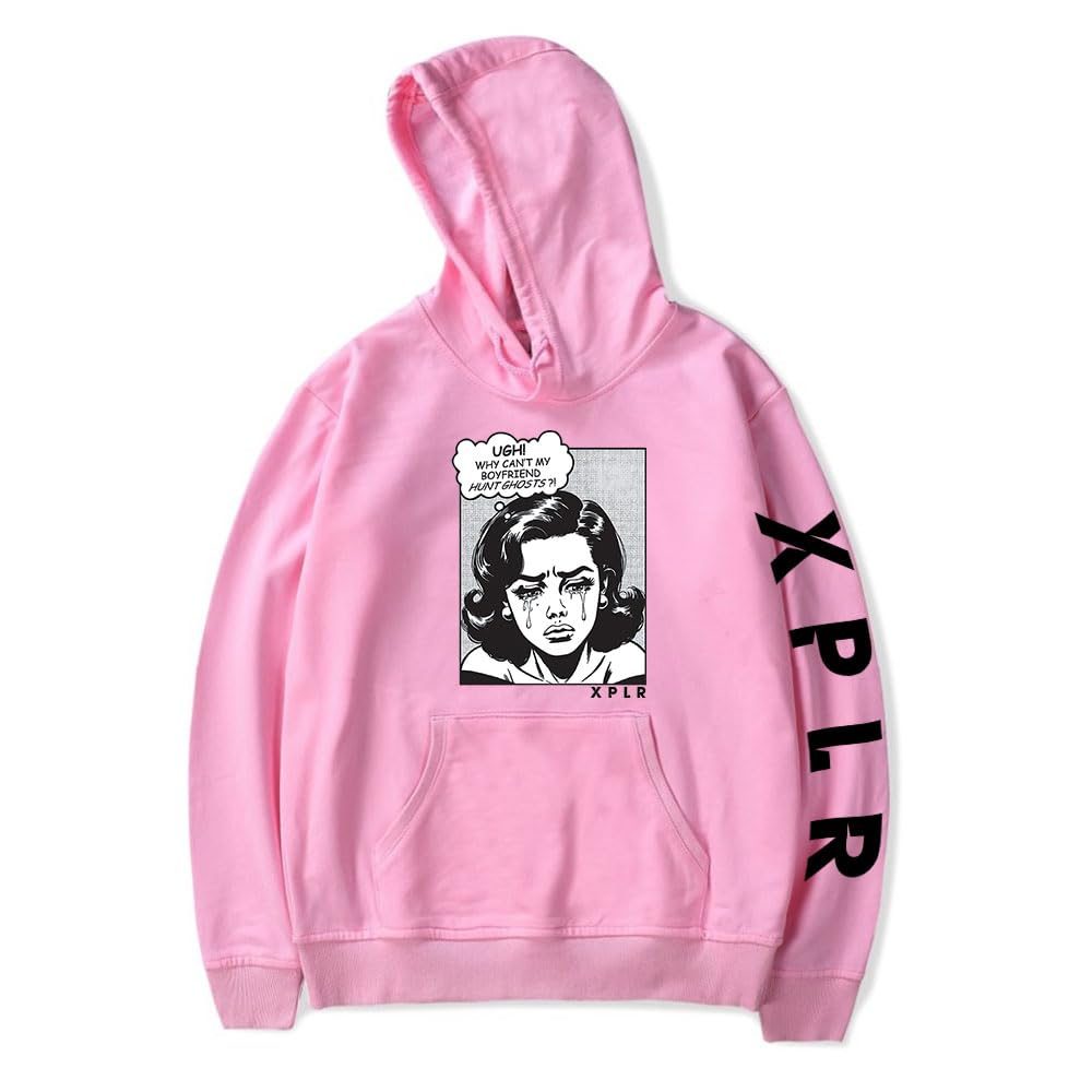 XPLR Hoodie Boyfriend Merch Men/Women Unisex Long Sleeve Sweatshirt Pullover Hooded Streetwear (Pink,XX-Large)