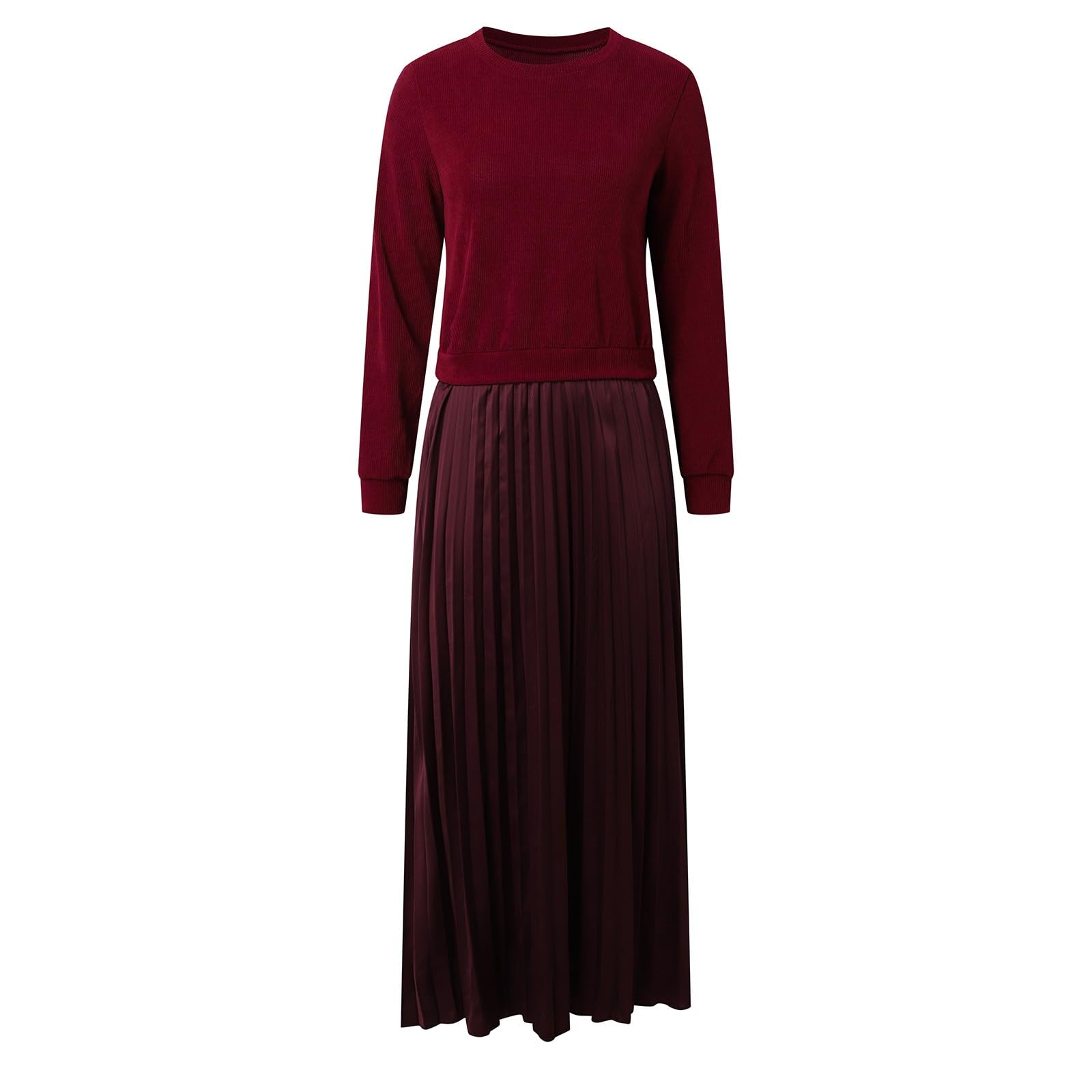 Nuevo Vestido de Invierno para Mujer con Cuello Redondo, Tiras y Pliegues