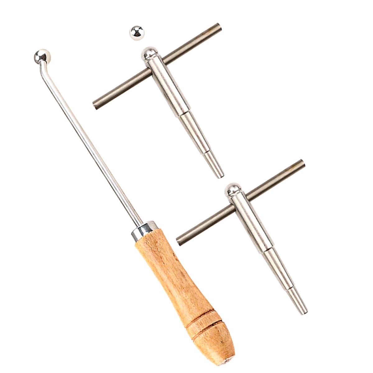 GALPADA Juego de Herramientas para Reparación de Instrumentos de Viento Mango de Madera, Herramienta Profesional para Trompeta y Trombón, Accesorio para Centrar y Reparar Abolladuras,