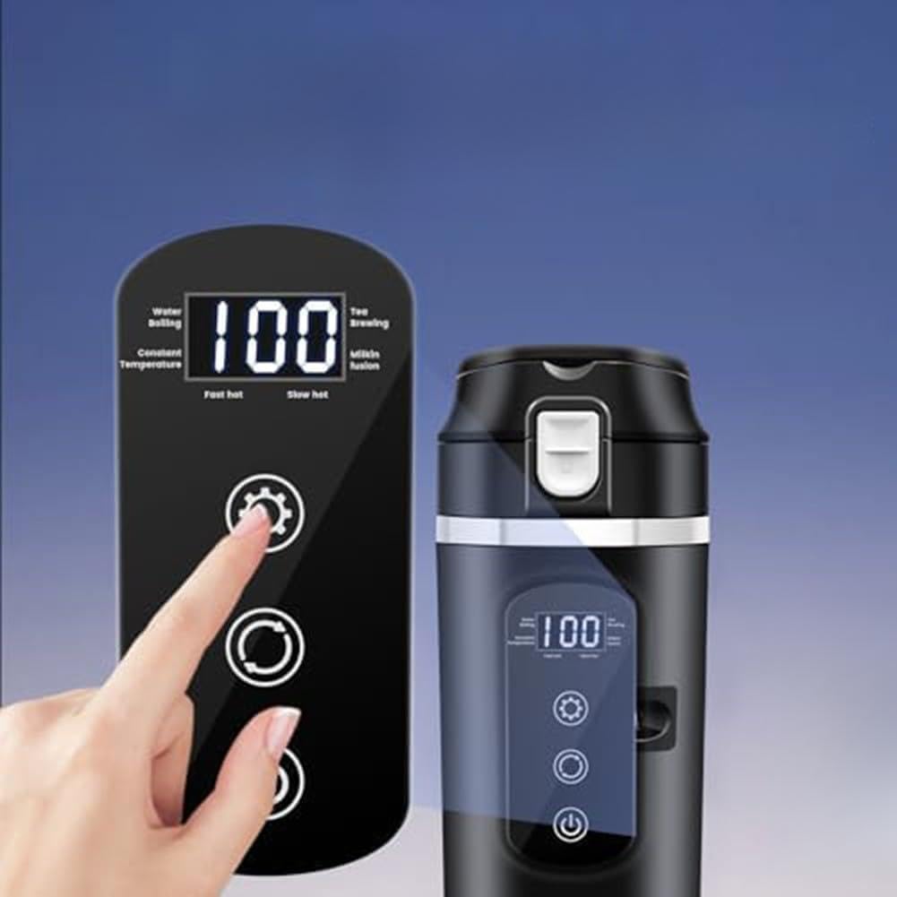 Hervidor de agua para coche de 500ml en acero inoxidable con control de temperatura