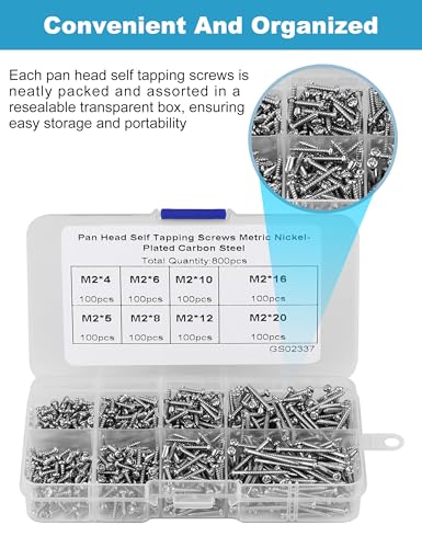 Kit tornillos autoperforantes M2 cabeza redonda 800 piezas miniatura 5