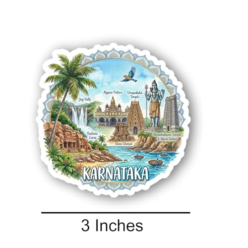 Image of Karnataka Textured Finish Acrylic Fridge Magnet - UV Texture Printed, Stylish Multicolor Magnet for Fridge, Wardrobe & Metal Surfaces, Pack of 1 (Karnataka)