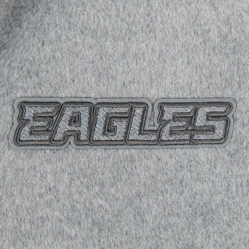 Pro Standard Womens NFL Philadelphia Eagles Reverse French Terry Varsity Jacket Black/Gray/Eggshell S - Image 6