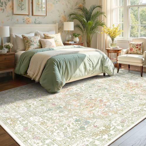 Sage Green Boho Area Rugs for Bedroom Aesthetic 8x...